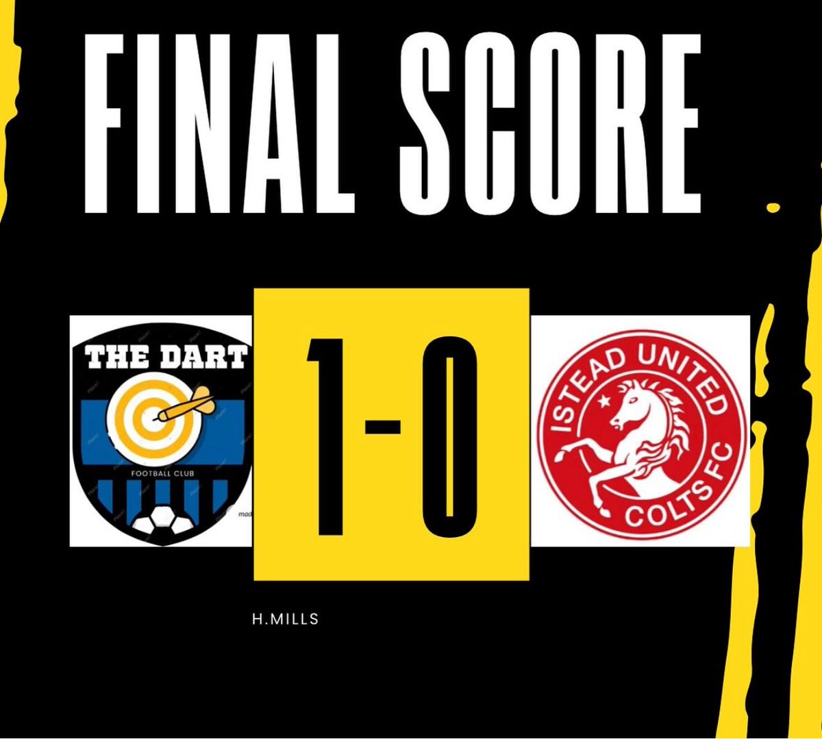 The darts run out narrow 1-0 victors in a tightly contested game with <a href="/_HenryMills/">Hm</a> being the difference as we move onto our BIG CUP FINAL this Sunday come support the lads #UPTHEDART 🔵⚫️