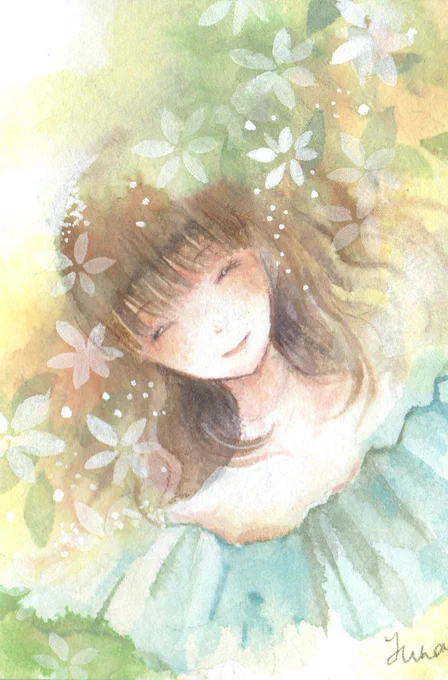 珍しい色の作品もあります 先日いただいたダニエルスミスの絵の具を使いました!画像より綺麗な色なのでぜひ実物みてほしいです〜