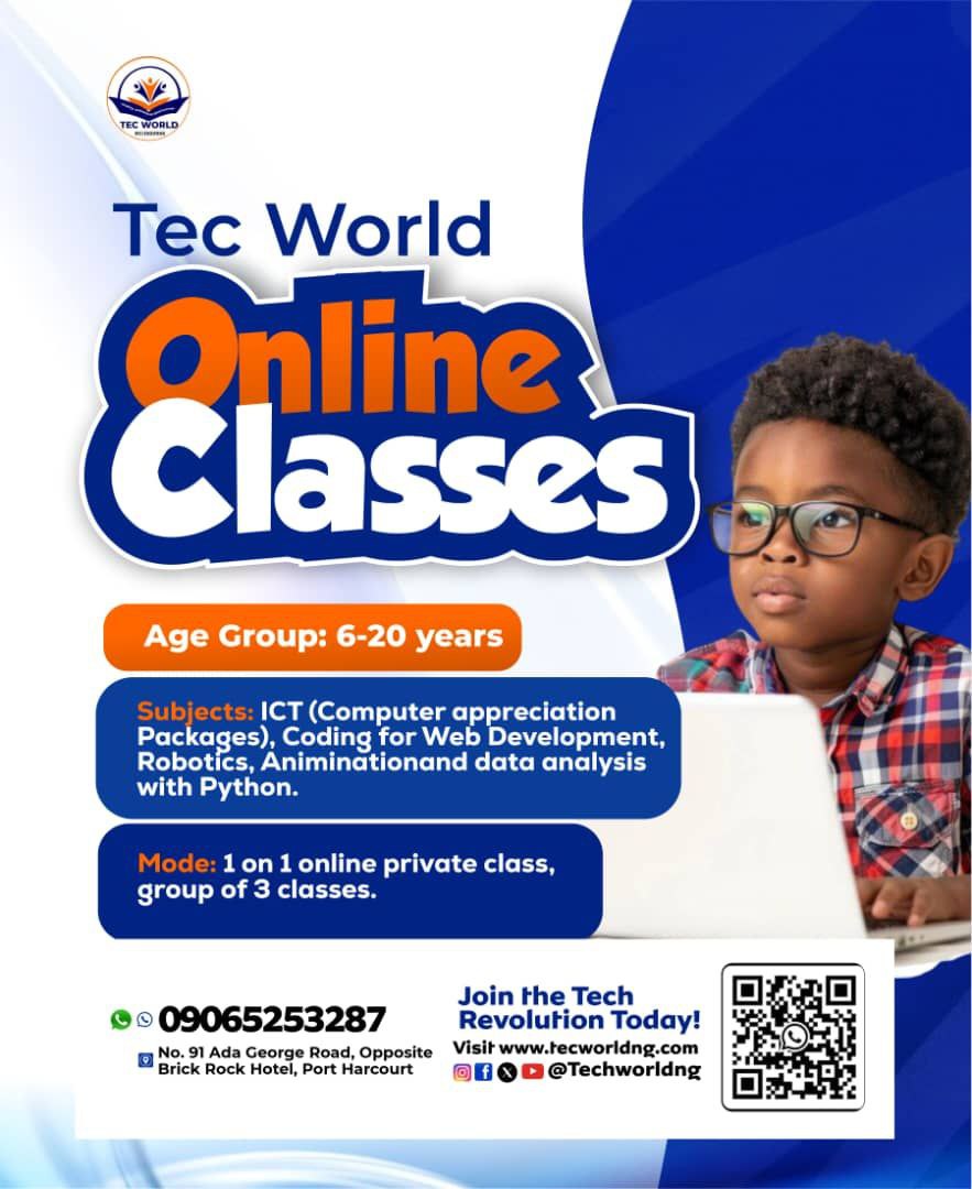 TECworldng's tweet image. Learn anytime, anywhere! TEC WORLD online classes give you coding, robotics &amp;amp; data skills right at your fingertips. 

we&apos;re a DM away from you. 
contact us @ +2349065253287
OR Tecworldng.com

 #LearnDigital #TechEducation #Dede #BBNajiaS10 #portharcourt
#Dede
#TechTips