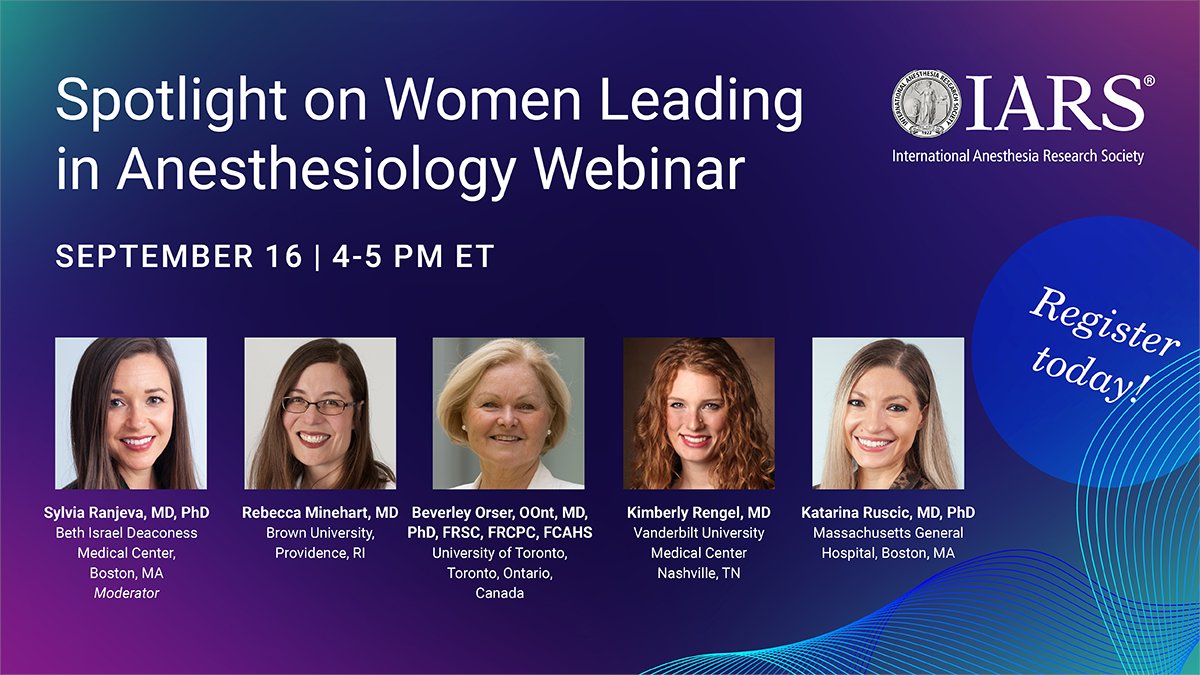 Join us tomorrow (9/16) for the Women in Physician Scientist and Clinical Leadership Roles webinar from 4-5 PM ET: Register: ow.ly/BVcU50WNUGL! #WomenInMedicine #WomenInAnesthesia #AcademicMedicine #Leadership <a href="/IARS_Journals/">Anesthesia&Analgesia</a> <a href="/eSASAnesthesia/">Early-Stage Anesthesiology Scholars</a> <a href="/openanesthesia/">OpenAnesthesia®</a> <a href="/womenMDinanesth/">Women in Anesthesiology</a>