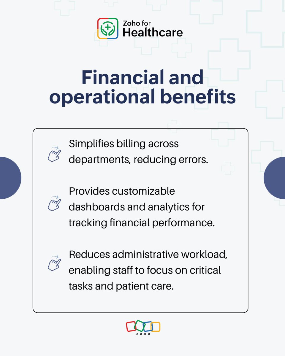 ZohoHealthcare's tweet image. #PracticeManagementSoftware reduces paperwork and minimizes errors, leading to a smoother patient experience.

With streamlined workflows, clinics and hospitals can focus more on patient care and less on administrative tasks.

#ZohoforHealthcare #HealthcareSolutions #Patientcare
