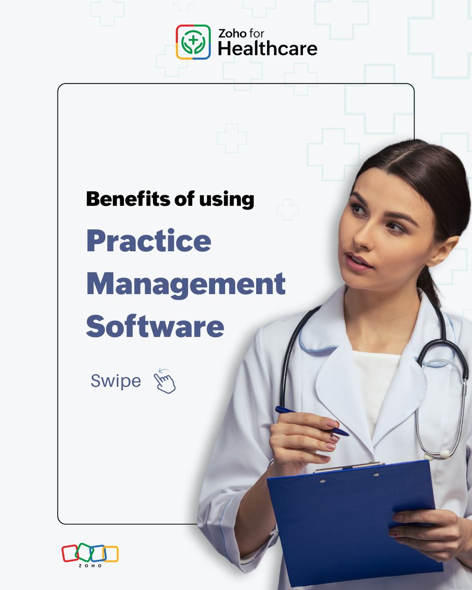 ZohoHealthcare's tweet image. #PracticeManagementSoftware reduces paperwork and minimizes errors, leading to a smoother patient experience.

With streamlined workflows, clinics and hospitals can focus more on patient care and less on administrative tasks.

#ZohoforHealthcare #HealthcareSolutions #Patientcare