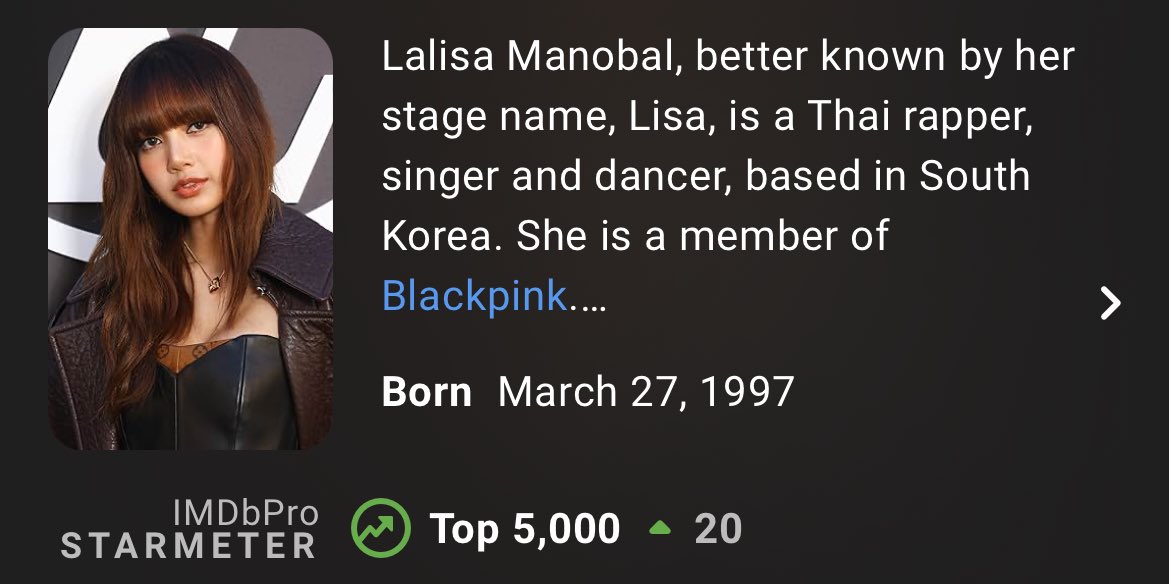Lisa jumped +20 spots on IMDb ranking today