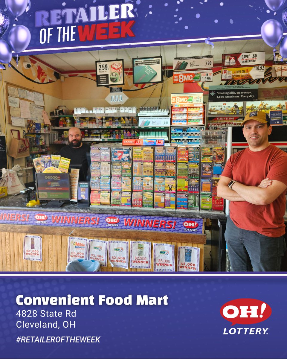 OHLottery's tweet photo. Convenient Food Mart in Cleveland is a family-owned business with a buzzing Lottery atmosphere. The store is this week's #RetaileroftheWeek! https://t.co/kQkTdpBbsy