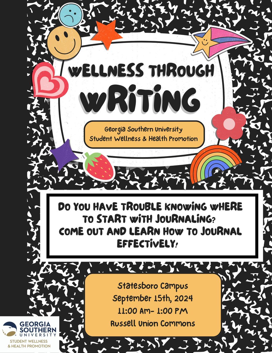 GSswhp's tweet image. ✍️ Join us today for Wellness Through Writing!
🗓️ Sept 15 | 🕚 11 AM–1 PM
📍RU Commons &amp;amp; SU Commons
Journaling prompts + pens + peace = mind reset.
#MindfulWriting #EagleSelfCare #EagleWellness