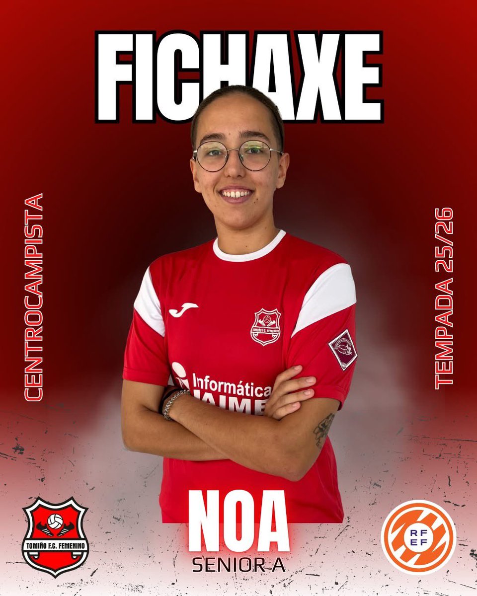 ✅ Noa Pousa
👉 Nova incorporación para as nosas filas!
Noa chega ao Tomiño tras xogar en equipos como Fuenlabrada, SPT Castilla e Pozuelo de Alarcón.
⚽ Un reforzo que vén con ganas de seguir medrando
💪Con todo, Tomiño ❤