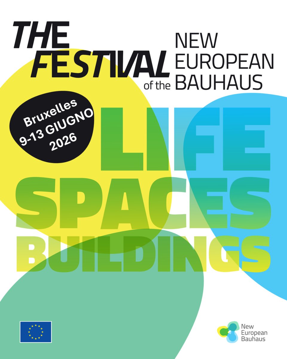 Vita. Spazi. Edifici. Il Festival del #NewEuropeanBauhaus torna a Bruxelles, dal 9 al 13 giugno 2026! 🎉
Mettiamo le persone al centro della trasformazione!
Sono aperte le candidature 👉 europa.eu/!wQ6BmQ
⏰ Candidati entro il 30 settembre (FAIR, FEST) o il 31 dicembre