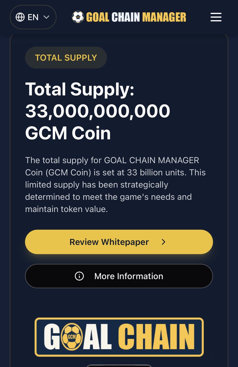 MrSpockApe's tweet photo. ⚽🚀 Goal Chain Manager: The Sports Layer 1 Blockchain Revolution! 🌍🔥

The worlds of football, blockchain, and gaming are colliding — and Goal Chain Manager (GCM) is leading the charge. This isn’t just another Play-to-Earn game. It’s a sports-powered Layer 1 blockchain that gives fans, managers, and players the ability to own, earn, and shape the future of football in the metaverse.

🌟 Why Goal Chain Manager Stands Out

Unlike other crypto projects that only offer “points” or non-transferable credits, GCM gives you real tokens with real value. Already, over 72 million tokens have been mined, with a hard-capped supply of 33 billion GCM. This scarcity alone makes it a project to watch closely.

Every action inside the ecosystem — from managing your club to training NFT players — generates tangible value. You’re not just playing; you’re building an asset-backed future.

🏆 More Than a Game: A New Era of Sports & Blockchain

What makes Goal Chain Manager different is its layer 1 blockchain that integrates directly with gameplay and records real football events on-chain. This foundation ensures transparency, fairness, and long-term sustainability.

And that’s not all. Sports betting integration will bring even more firepower to the ecosystem. Imagine placing bets within a blockchain-driven football metaverse, secured, transparent, and rewarding for the community. This utility alone has the power to push GCM into the mainstream spotlight.

📊 The Opportunity Ahead

Goal Chain Manager sits at the crossroads of three mega-industries:
•Football (Soccer): A $3 trillion global economy.
•Gaming: $250+ billion market.
•Blockchain / Web3 Gaming: Projected $60+ billion by 2030.

Even capturing a fraction of this market could make GCM a multi-billion-dollar powerhouse.

🚀 Why You Need to Act Now
•✅ 72,000,000+ tokens already mined
•✅ Max supply capped at 33 billion GCM
•✅ Testnet launching soon
•✅ Real token mining, not points
•✅ Sports betting integration coming

This is more than a project — it’s a movement. The earlier you join, the bigger your stake in the future of sports, gaming, and blockchain.

🔥 Don’t just watch the future of football. Own it.

🎁 Referral Code: Mrspock
👉 https://t.co/WmaUfy9YaN

#GoalChain #GCM #Blockchain #Metaverse #SportsBetting #PlayToEarn #Layer1

@GCMcoin @GoalChainUSA