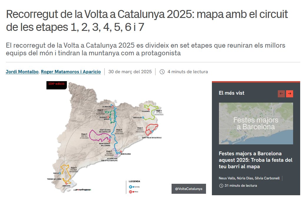 La Volta a Catalunya de 2025 se celebró del 24 al 30 de marzo de 2025. Participó el equipo Israel-Premier Tech. No hubo boicot, ni ciclistas derribados, ni policías heridos. Llegó a término sin ninguna incidencia. 

Qué curioso.