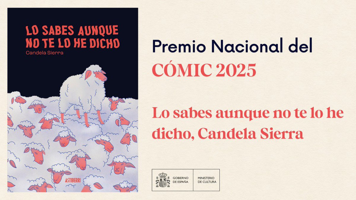 📢 Candela Sierra, Premio Nacional del Cómic 2025

💬 El jurado elige su obra 'Lo sabes aunque no te lo he dicho' porque "desde el humor y un cierto regusto ácido y punzante, indaga en problemas de comunicación cotidianos y pone el foco en la superficialidad de las relaciones"