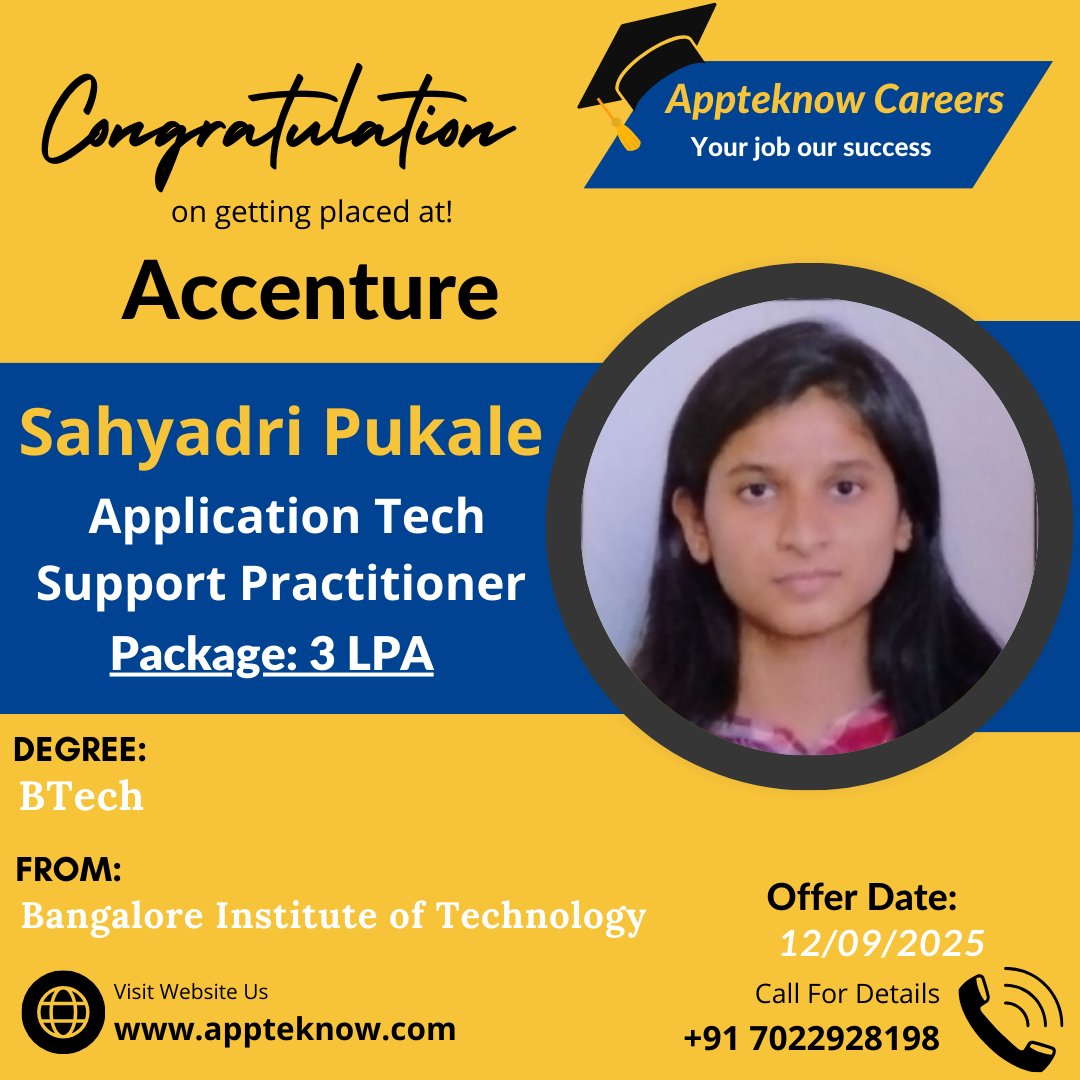 CoursesAptech's tweet image. 🎉 Congratulations to our student on getting placed! 🎉
Your hard work and dedication have paid off, and we couldn&apos;t be prouder! Wishing you great success in your new journey. 🚀✨
#PlacedSuccessfully #CareerAchievement #ProudMoment #Appteknow
