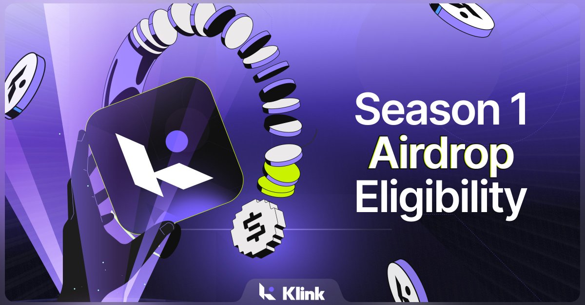 Season 1 Airdrop Eligibility 🚨

To qualify, make sure you’ve:

1️⃣ Linked Mini App to Mobile App
2️⃣ Earned at least $1 from Featured Offers (pending counts)
3️⃣ Been active in the Klink app within the last 60 days before TGE
4️⃣ Provided a self-custody ERC-20 wallet address

✅