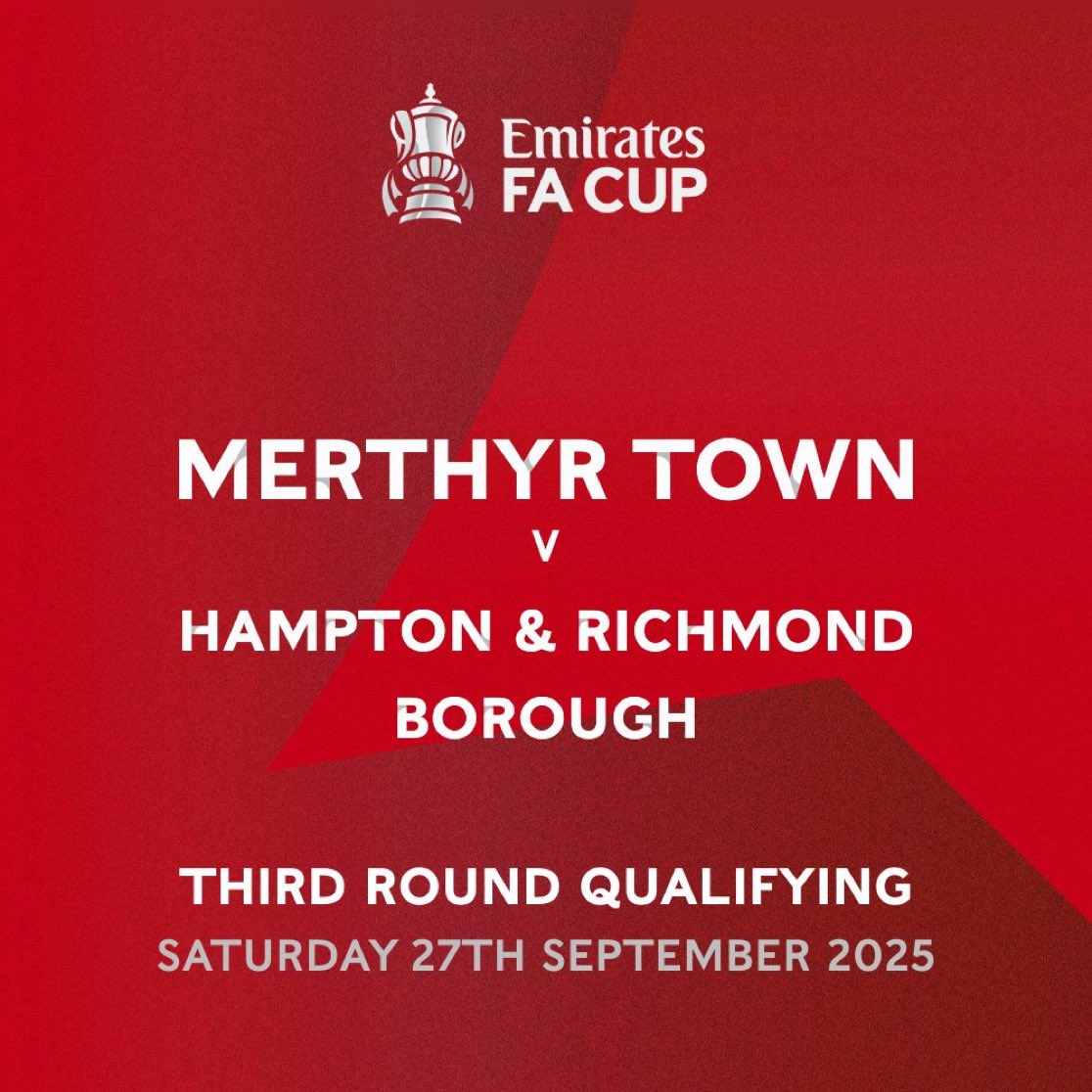 🛣️It is a trip to Wales in the next round of the FA Cup as we face <a href="/MerthyrTownFC/">The Martyrs</a> on Saturday 27th September!  🏆