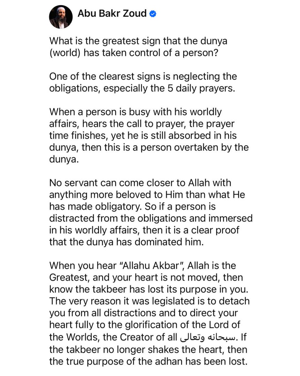 alifewithallah's tweet image. The First Thing the Dunya Steals Is Your Prayer