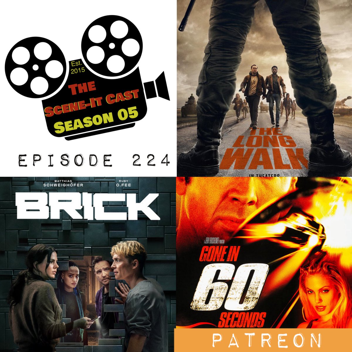 SceneItCast's tweet image. This week Connor from @cinefiedcom and @KGShanksScience join @Kovanova10, Stephanie and @TheSpoilerSteve to discuss #TheLongWalk and Netflix&apos;s #Brick!

For our Patreon members, we break down Gone in 60 Seconds!! 

Available everywhere Tuesday 

Sceneitcast.com
