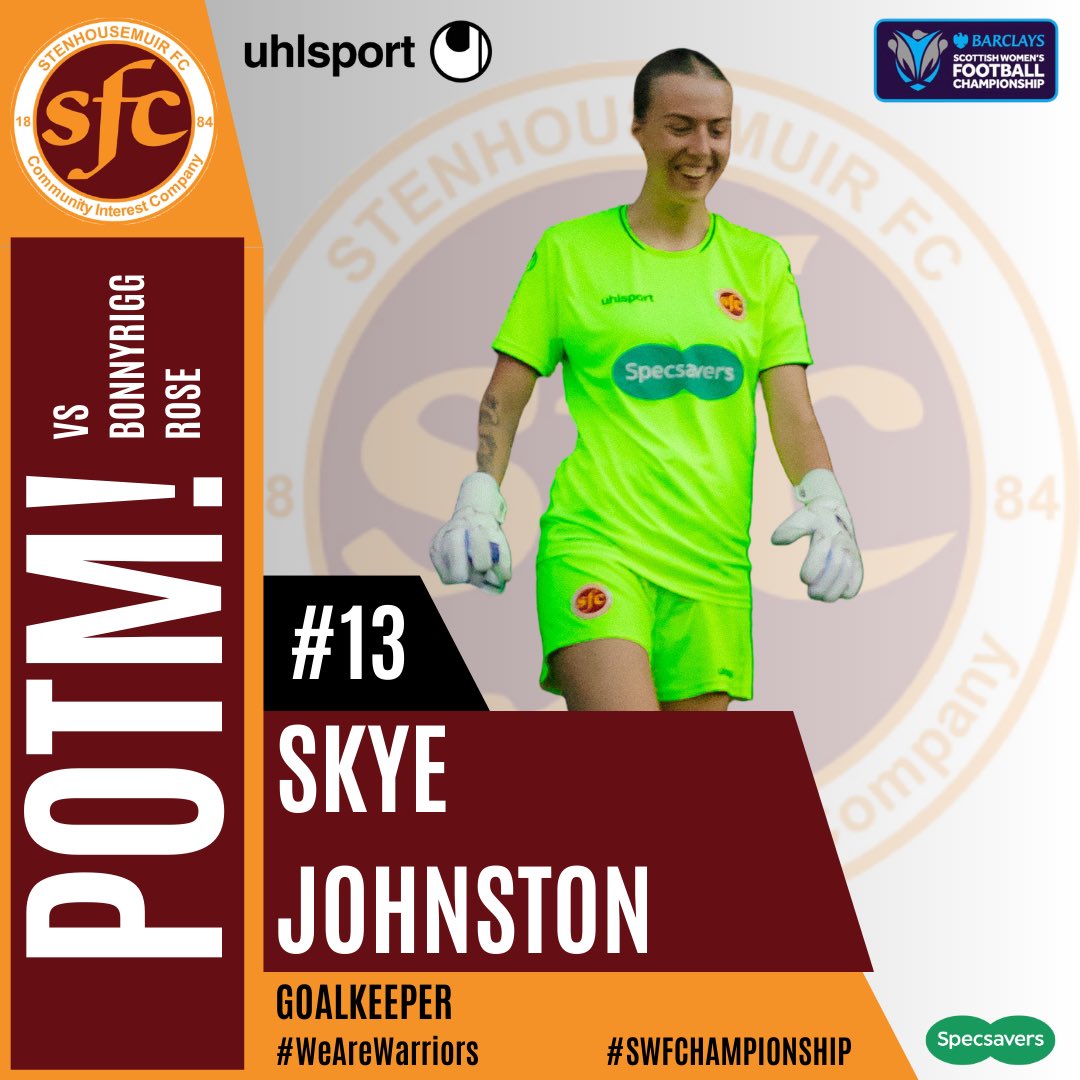 Our POTM against Bonnyrigg Rose…

Skye Johnston🧤

Skye had an outstanding performance between the sticks, keeping our back line solid with some game changing saves.

Congratulations Skye👏

#WeAreWarriors⚔️🇱🇻