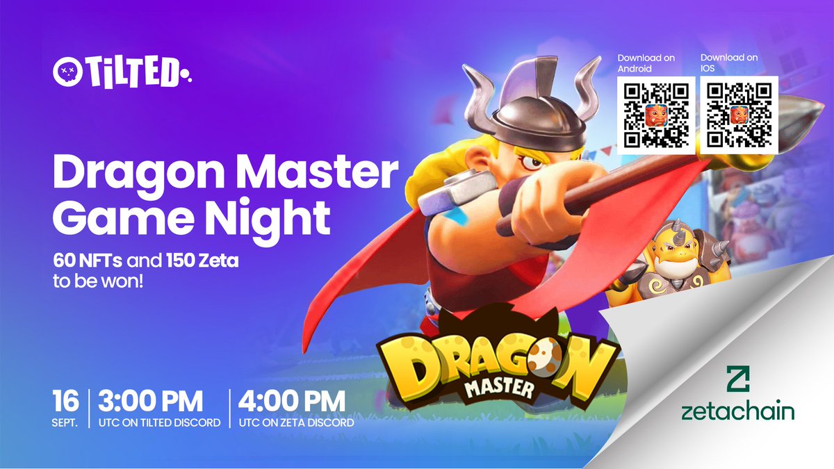 tiltedxyz's tweet image. 🐉🔥 Dragon Master Game Night – The Arena Awaits!
Join @tiltedxyz and @zetablockchain for another action-packed showdown with @DragonMaster_co 🎮⚔️
📅 When: Tuesday
📍 3 PM UTC Tilted Discord discord.gg/gEaDHfTNbK
📍 4 PM UTC Zeta Discord discord.gg/zetachain
🏆…