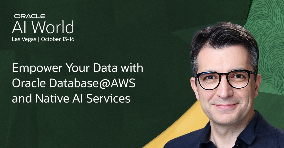 Join Oracle’s Kambiz Aghili at #AIWorld to learn how Oracle Database@AWS provides your organization with high performance and low-latency access to data: social.ora.cl/6015APjtN