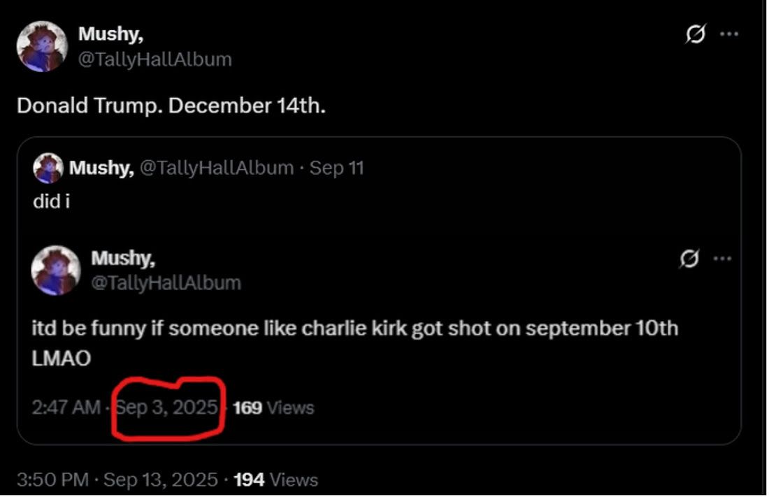 FreeBeacon's tweet image. EXCLUSIVE:

The Federal Bureau of Investigation is investigating social media posts by at least seven different accounts that appeared to indicate foreknowledge of the assassination of Charlie Kirk, according to three people familiar with the investigation and screenshots…