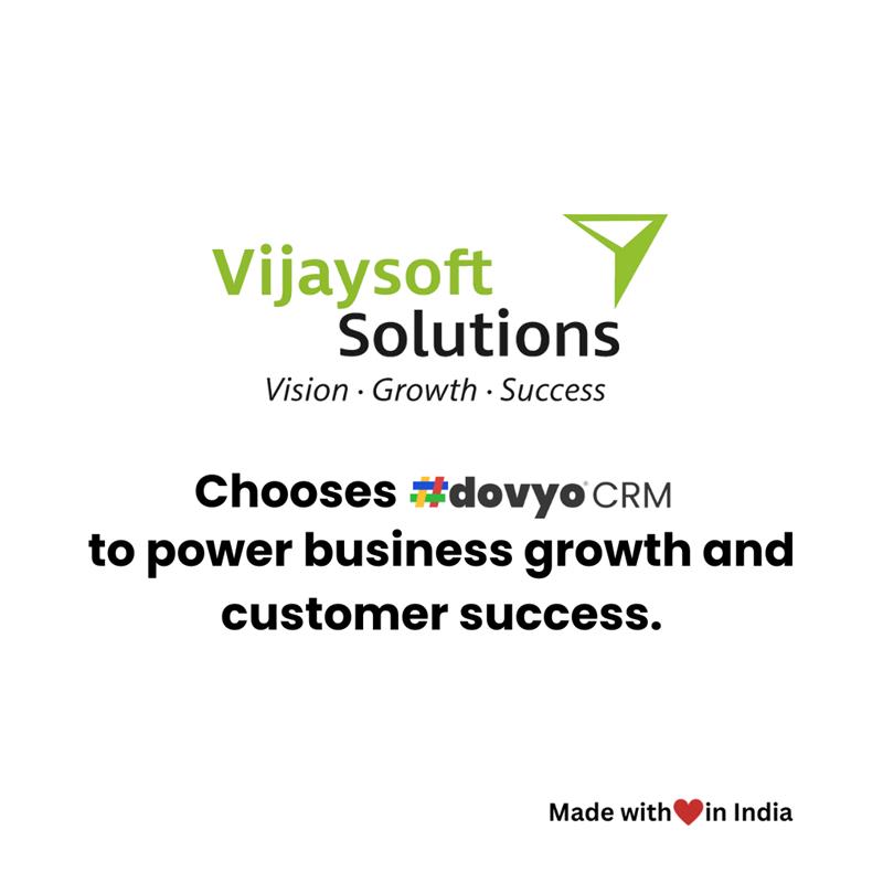 dovyotech's tweet image. Vijay Soft Solutions Pvt Ltd hands with #dovyo CRM to elevate customer relationship management, streamline operations, and drive business growth #dovyoCRM, #CRMforbusiness #businessgrowth, #successtogether, #CRM. hashdovyo.com