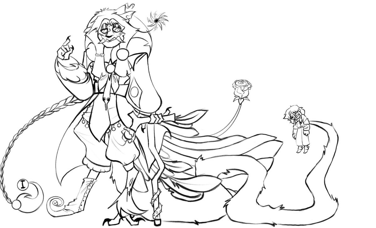 Authors_Mind_AM's tweet photo. Author: "I updated Chaos' tail because it kept bothering me and seemed out of place. I made it as fuzzy worm tail and added only one flower. But it's important, keep an eye on it." 
"Other Characters designs will come soon eventually."
#AuthorsMind #AMproject https://t.co/bJJZDaZcuC