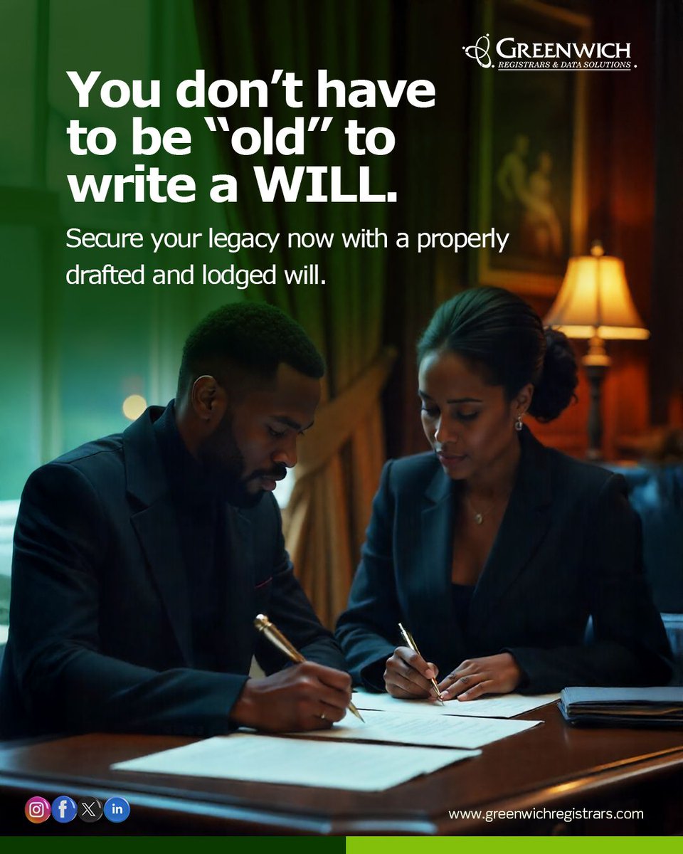 grds_ng's tweet image. It’s never too early to plan ahead. Lodge your WILL securely so your wishes are protected and your family is spared unnecessary stress. Visit …set-gathering.greenwichregistrars.com/home for more.

#ProbateSimplified #GreenwichRegistrars #Inheritance