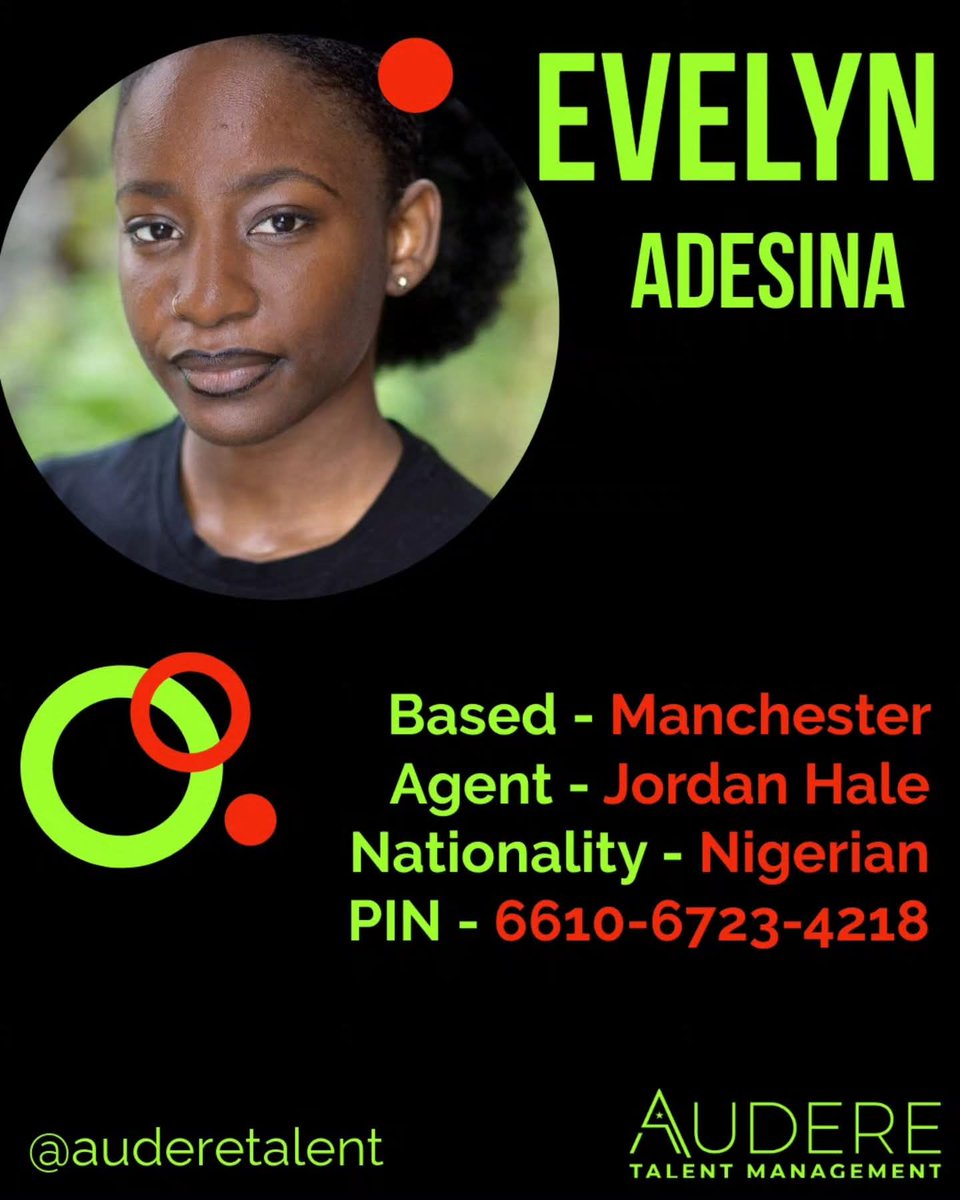 Absolutely delighted to announce I'm now representing Evelyn Adesina

Evelyn is a Nigerian actor based in Manchester and I can't wait to start working with her.

Welcome to the family! ❤️
