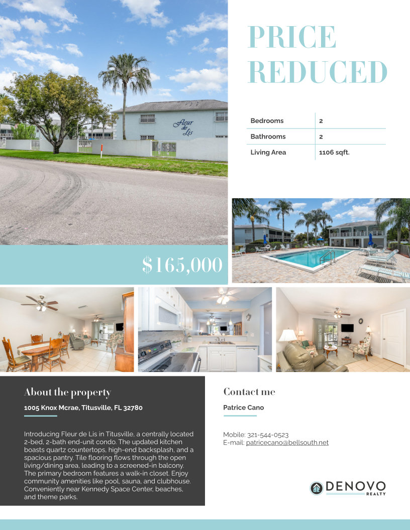 pcano5's tweet image. 💥 Price Reduced! 💥
Check out this 2 bed, 2 bath condo in the Fleur de Lis community of Titusville 
Relax and enjoy the community pool, clubhouse, — all for just $165,000!
📍 1005 Knox McRae, Titusville, FL
Click here for more details looksee.it/kF1RQ