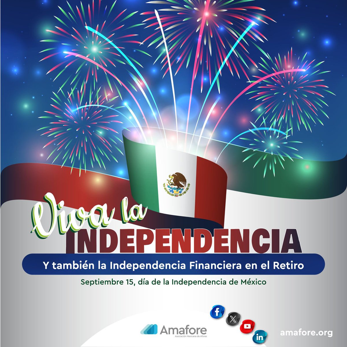 🎆¡Viva la Independencia!🎇

Y también la independencia financiera en el retiro 🎊 🎉

#septiembremespatrio #VivaMexico