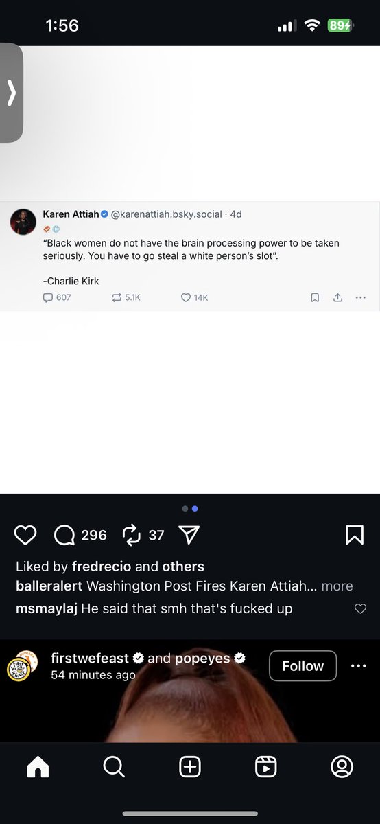 onlymaylaj's tweet photo. @washingtonpost  y'all fired her for repeating the same quote from Charlie Kirk are you serious https://t.co/DXLQgzWgBw