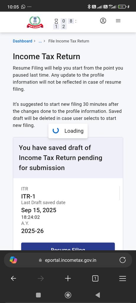 timepassac's tweet photo. @IncomeTaxIndia not able to file ITR. After laptop trying on mobile too. Pls help https://t.co/XrowgOyIq5