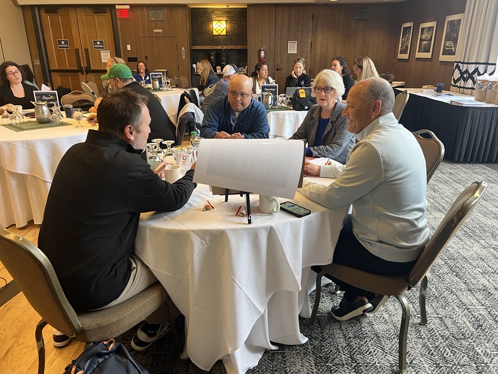 PACEoregon's tweet photo. Dave Harvey and Michael Miller brought great energy to the OSBA Board of Directors 20-minute roundtables showcasing how PACE continues to deliver real value to Oregon schools and communities. https://t.co/A6V1vbaa1a