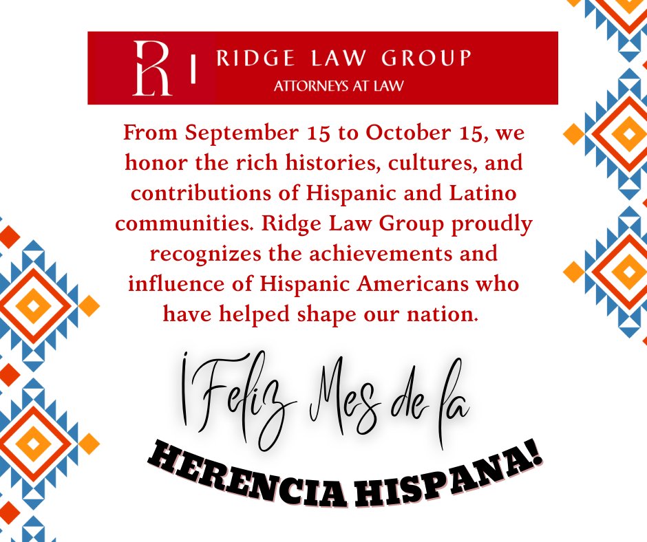 Ridge_Law_Group's tweet photo. ¡Feliz Mes de la Herencia Hispana! https://t.co/gNWe61JRdn