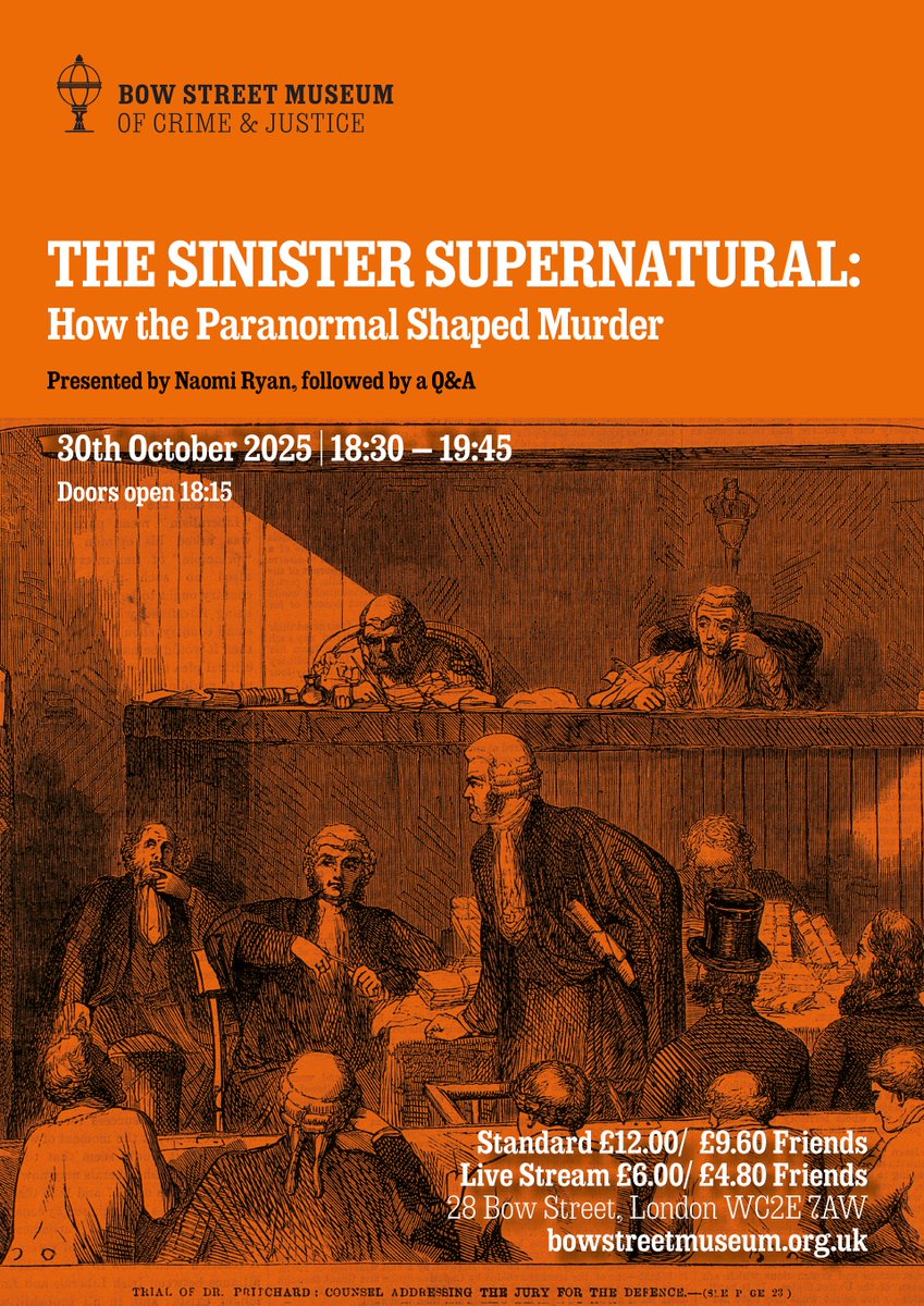 We are excited to be welcoming back Naomi Ryan for what is sure to be another sell-out talk!
Discover some of the most controversial 
&amp; confounding murder cases in criminal history, &amp; explore how the supernatural has shaped modern understanding of murder.
…wstreetpolicemuseum.digitickets.co.uk/category/36332