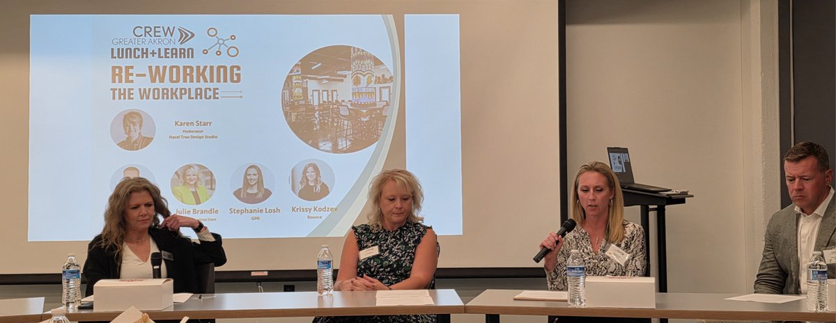 GPDGroup's tweet image. 🌟 Thoughtful Design, Meaningful Dialogue 🌟

GPD's Stephanie Losh, joined a panel at CREW Greater Akron’s Lunch &amp;amp; Learn last week to discuss evolving workplace strategies—from office design to collaboration and well-being.

#GPDGroup #WorkplaceDesign #OfficeStrategy