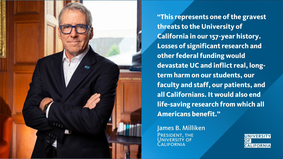 UCOP Newsroom (@uc_newsroom) on Twitter photo The federal administration's suspended hundreds of millions in critical research funding and demanded UC pay $1B. The @LATimes just summarized some of those demands, and UC President Milliken wrote to our <a href="/UofCalifornia/">University of California</a> community highlighting what’s at stake and our next steps. The federal administration's suspended hundreds of millions in critical research funding and demanded UC pay $1B. The @LATimes just summarized some of those demands, and UC President Milliken wrote to our <a href="/UofCalifornia/">University of California</a> community highlighting what’s at stake and our next steps.
