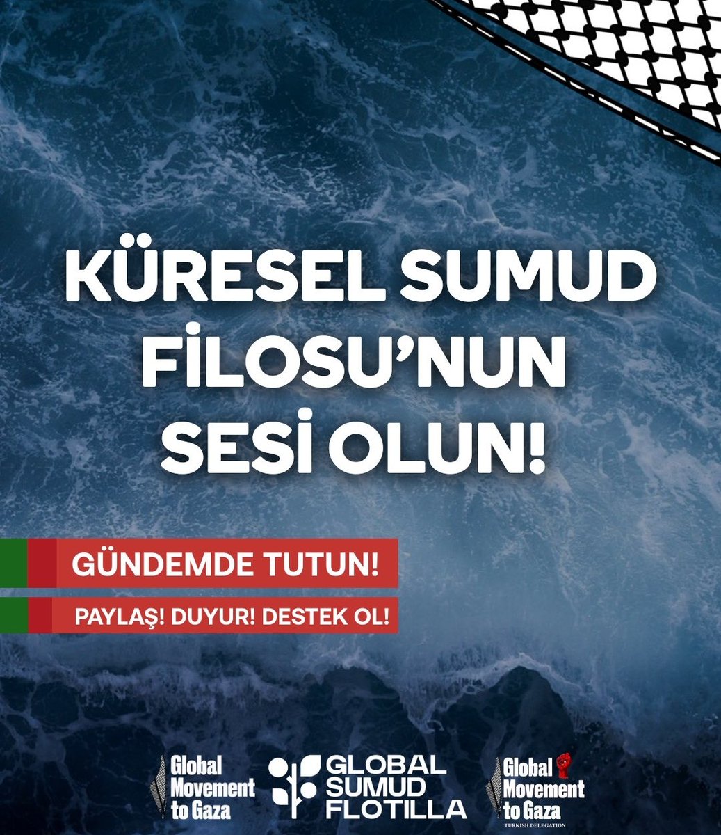 sarseven's tweet photo. 📌 Haydi Dostlar;
Küresel Sumud Filosu’nun Sesi Olun❗️
Özgür Filistin.

#GlobalSumudFlotilla
#GlobalMovementtoGaza
#FreePalestine #SailToGaza https://t.co/nFiiHXxIKO