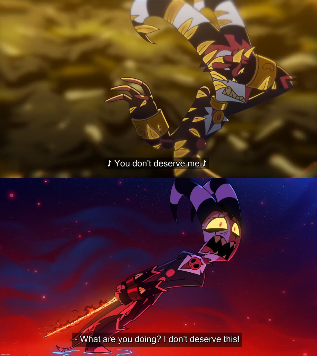 _Choco_torta's tweet photo. In the Spotify version of "Moxxie's Bad Trip," we can hear Stolas' voice inside Blitzø's head telling him that he doesn't deserve him.
Now Mastermind's soliloquy hurts me three times more than before 😭
#HelluvaBoss #Hellaverse #Blitzø #Stolas #Stolitz https://t.co/nLYgrQstx8