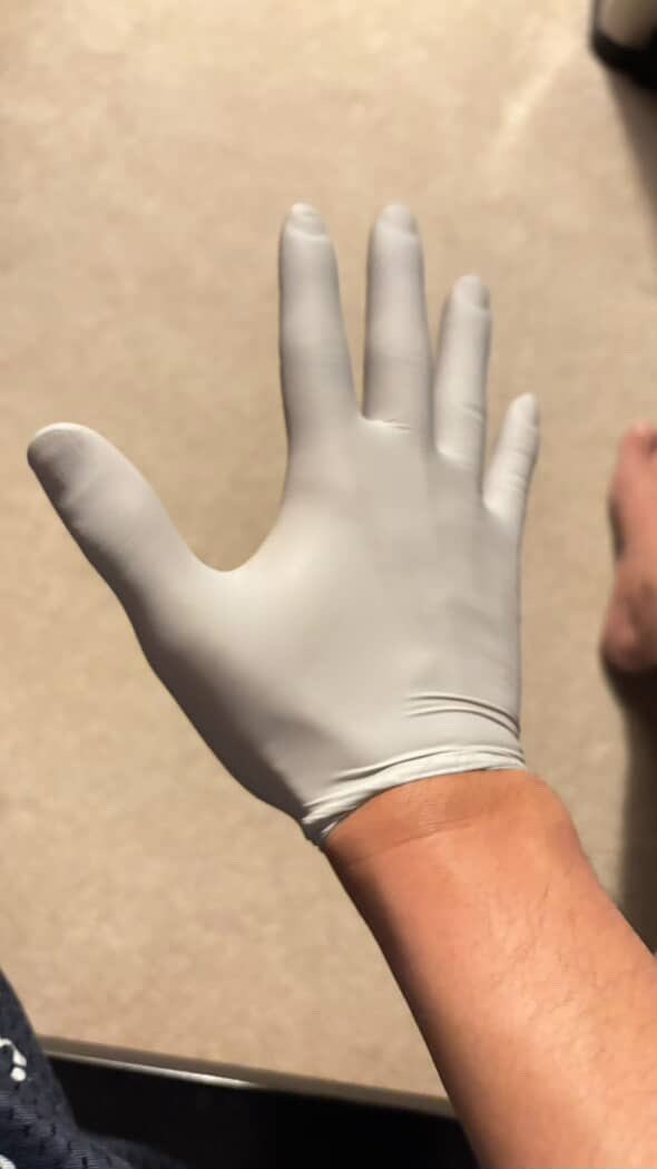 unknownglover2's tweet photo. Tight gray nitrile gloves xs https://t.co/H6MkTZejRs