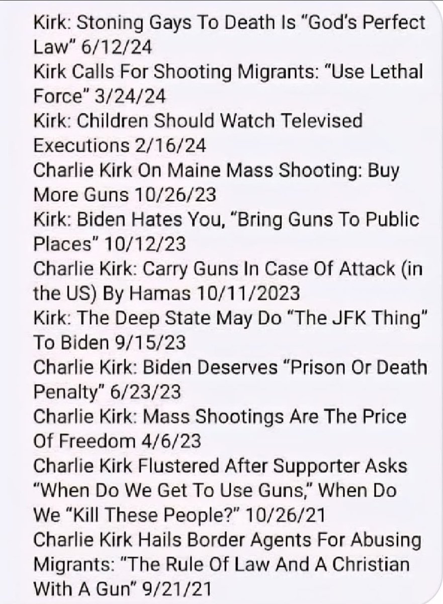 The republicans crying about people telling the truth about Charlie Kirk want this to be normalized: