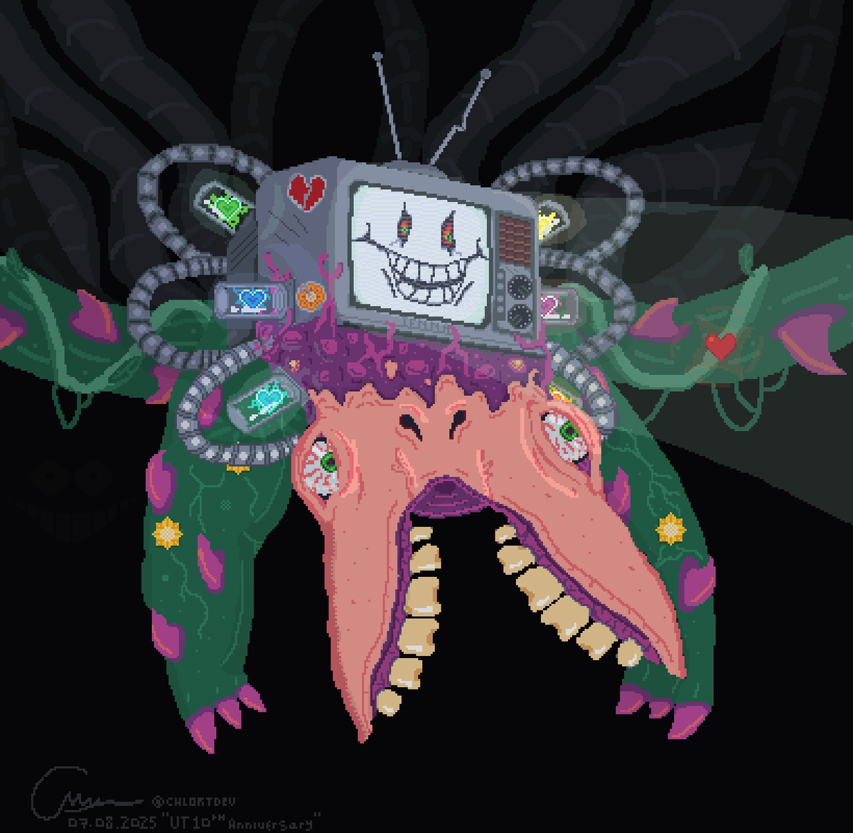 chlortdev's tweet image. not my best stuff but im still happy with how they turned out, plus i wanted to draw something for the anniversary :&amp;gt;

#undertale10thanniversary #DELTARUNE