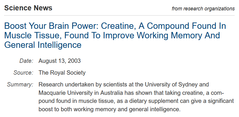 DrinkHarlo's tweet photo. Creatine might raise IQ.