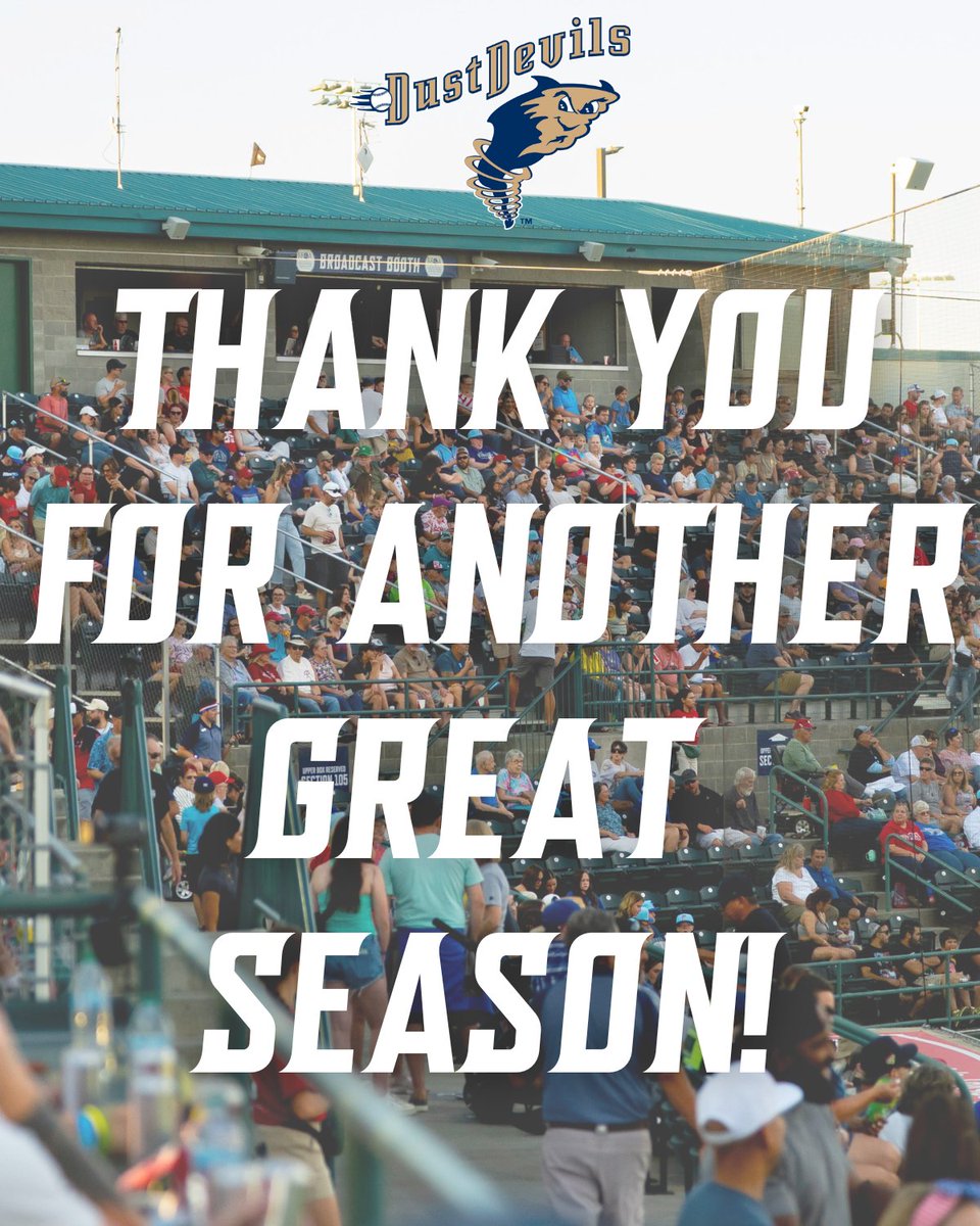 TC_DustDevils's tweet image. With the Northwest League's season officially coming to a close this past weekend, we would like to thank all of our amazing fans for making the 2025 season another great year of Dust Devils baseball!
P.S. - Congratulations to the @EverettAquaSox on their NWL championship!