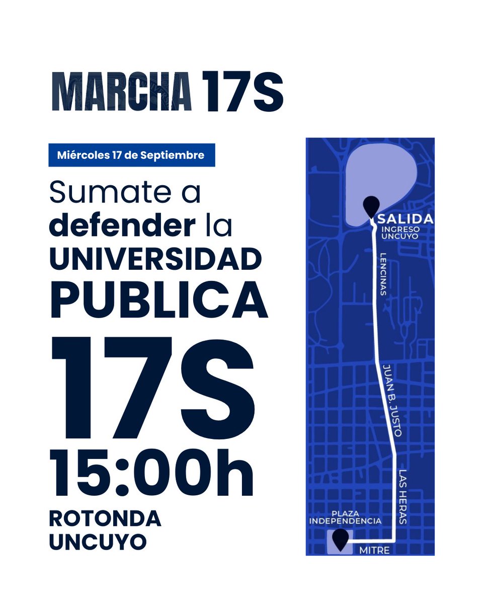 Este miércoles 17 de septiembre marchamos nuevamente en defensa de la educación pública pública 🇦🇷

Conocé todos los detalles del recorrido 💪🏻
