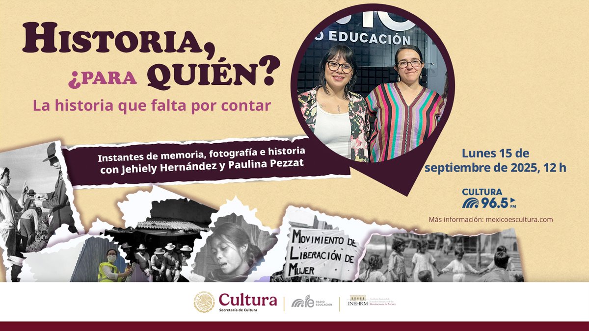Descubre a la fotografía como herramienta de memoria en Historia, ¿para quién?📷

Acompaña a Natalia Luna y Tamara Aranada en charla con Jehiely Hernández, investigadora del <a href="/INEHRM/">INEHRM</a> y Paulina Pezzat, historiadora💭

⏰Hoy, 12 h
📱Escúchalo en #YouTube: youtu.be/YSy4diHjFH4