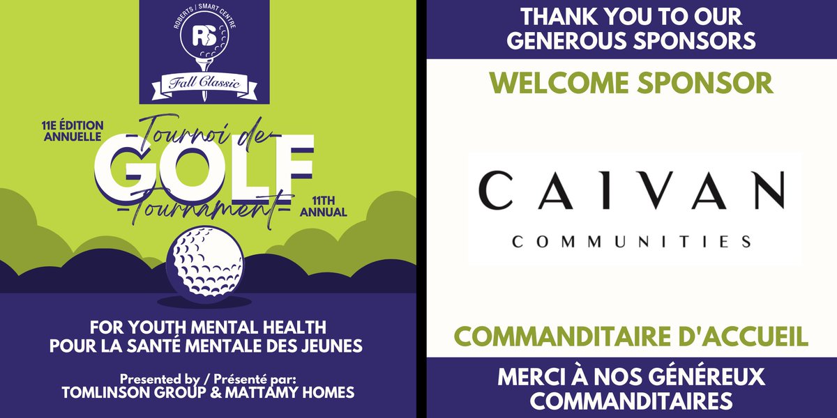 Caivan Communities, thank you for sponsoring the Welcome area at the 11th Annual #RSC Fall Classic! Your support is making a positive difference in youth mental health. ⛳ #RSCFallClassic <a href="/CaivanSocial/">Caivan Communities</a>