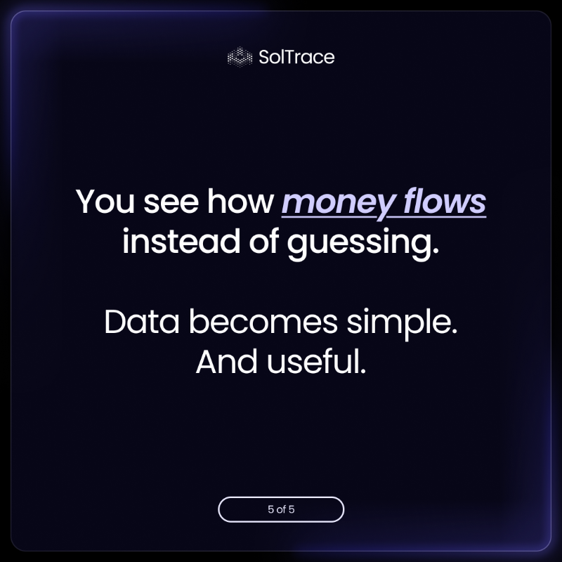 UseSolTrace's tweet photo. The blockchain never lies, but the way you read it might.

SolTrace, the new wallet visualization tool, transforms blockchain exploration for traders and wallet analysts on the Solana network with clear insights in seconds.

Unlock clarity on Solana, waitlist open soon.