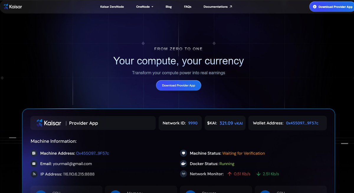 evren_keles1's tweet image. Providers are the backbone of Kaisar. By sharing compute, they support real workloads and decentralize power away from monopolies. Join the movement. #DePIN #DecentralizedCloud @KaisarNetwork