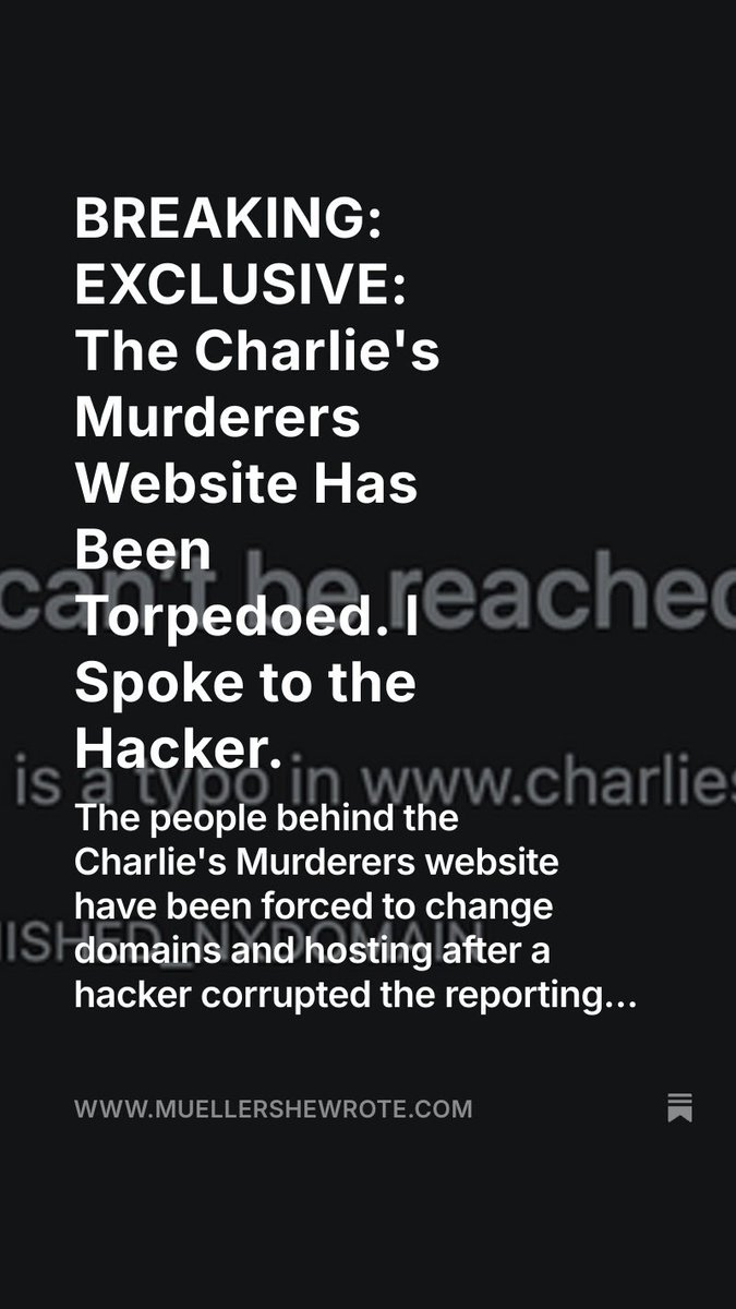 MuellerSheWrote's tweet photo. BREAKING: The Charlie's Murderers doxxing website was just hacked and has been taken offline. I spoke to the hacker on the condition of anonymity. My latest:
https://t.co/VDXVULn0Hx https://t.co/uXFnaH8CXi
