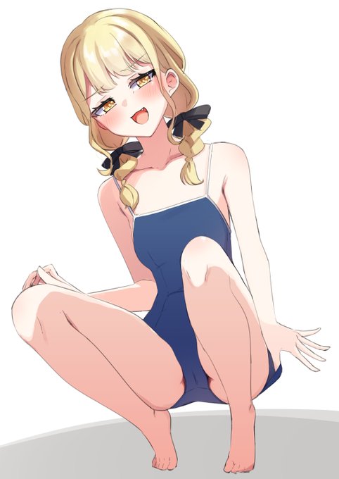 原稿してた連休明けをスク水のことねに応援してほしいだけの絵 